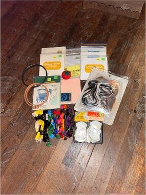 Charles Craft Cross Stitch Lot Embroidery Floss Hoops Aida Cloth Floss Holder